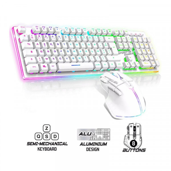 PACK GAMER CLAVIER & SOURIS SPIRIT OF GAMER SOG ULT600 RGB BLANC
