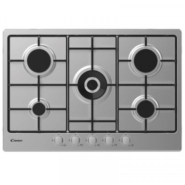 PLAQUE DE CUISSON CANDY 5 FEUX 75 CM INOX CHW74WX