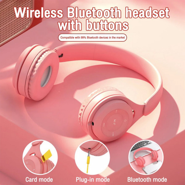 CASQUE BLUETOOTH Y08 PLIABLE ROSE