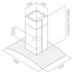 HOTTE CENTRALE FOCUS F915X 90 CM - INOX & VITRE