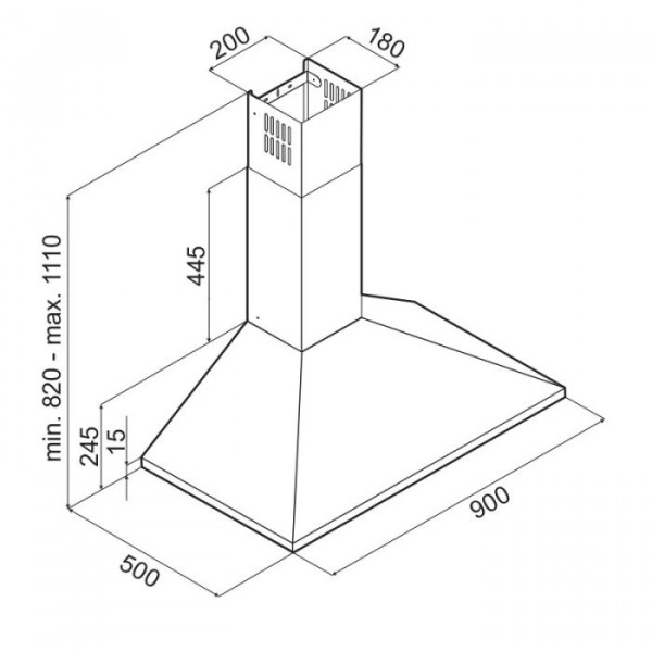 HOTTE PYRAMIDE FOCUS F905B 90 CM - NOIR