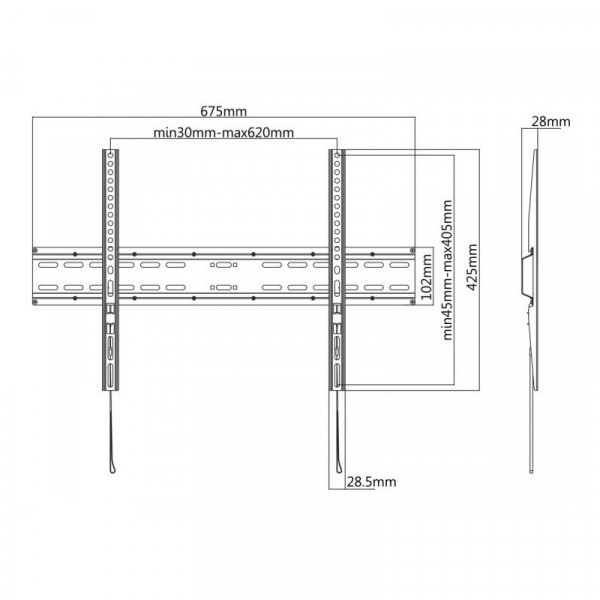 SUPPORT MURAL SBOX PLB-2546F / 37"-70"