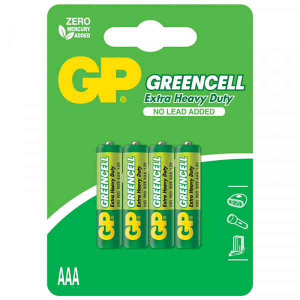 4 X PILES GP AAA GREENCELL EXTRA HEAVY DUTY R03 1.5V