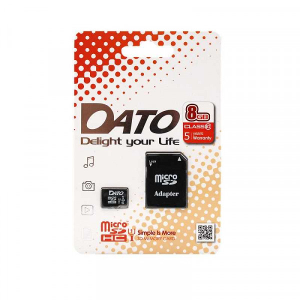 Carte Mémoire 8GB Class 10 Avec Adaptateur - DATO