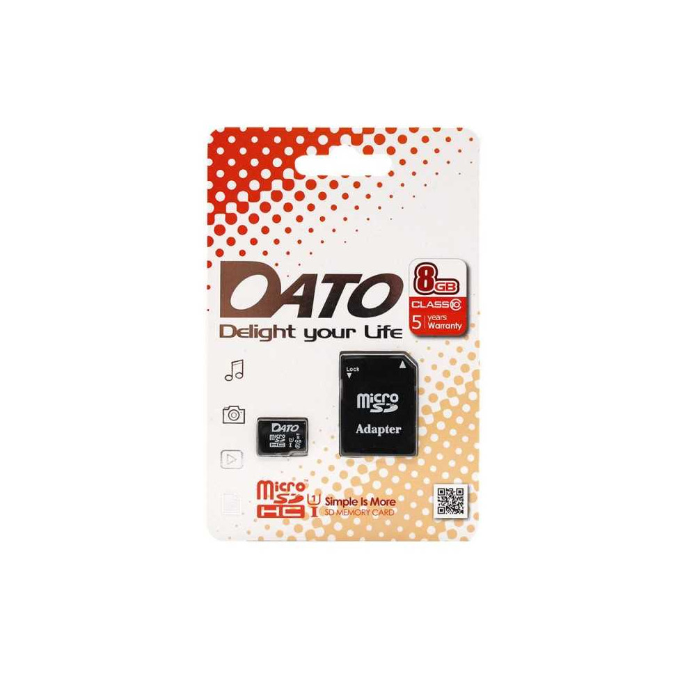 Carte Mémoire 8GB Class 10 Avec Adaptateur - DATO