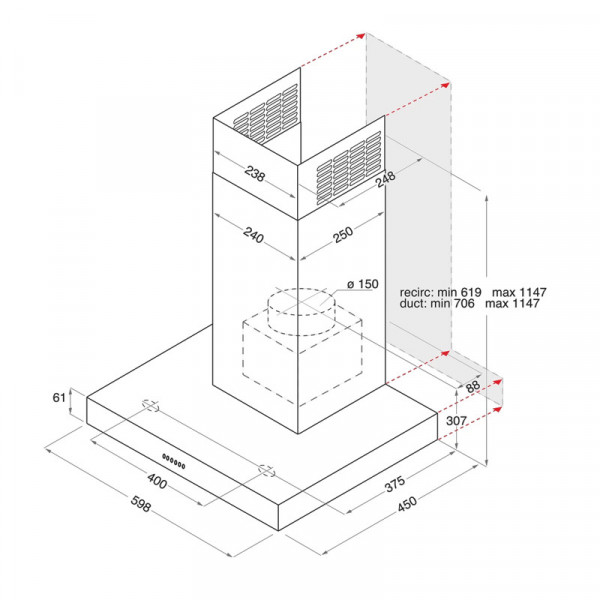 HOTTE CHEMINÉE ARISTON AHBS6.7FLLX 60CM INOX