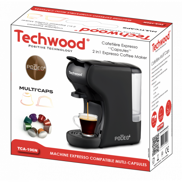 CAFETIERE EXPRESSO TECHWOOD TCA-196N MULTI-CAPSULE NOIR