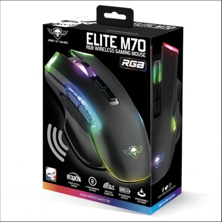 Souris Gamer Sans Fil Spirit of Gamer Elite M70 RGB- Noir